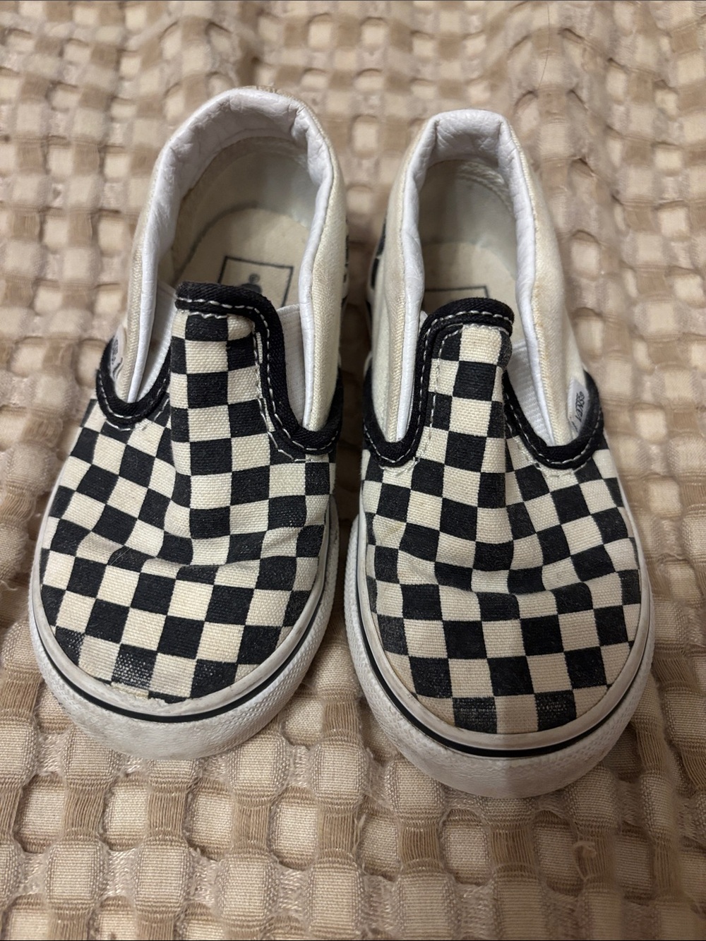 Vans Kids Slip-On Checkerboard Sneakers - Black and White